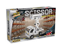 Scissor lift truck model construction kit box with metal truck pictured