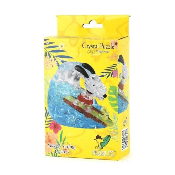Crystal 3D puzzle box with Snoopy surfing illustration, 40 pieces