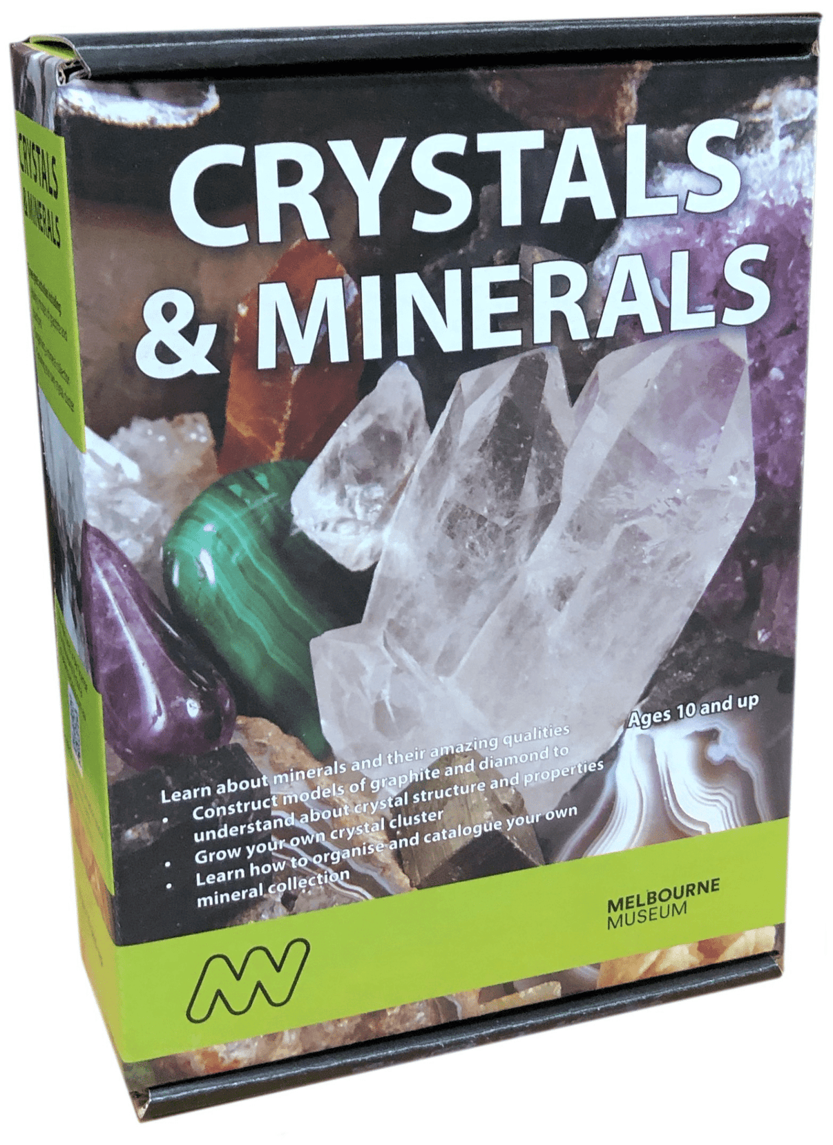 Crystals & Minerals science kit box with crystal and mineral graphics