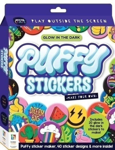 Puffy sticker maker kit box, glow-in-the-dark Play Outside The Screen theme