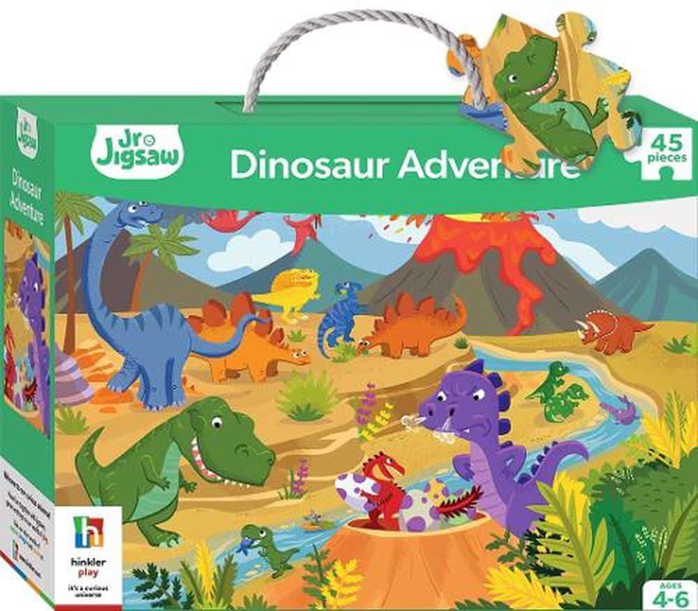 Dinosaur adventure junior jigsaw puzzle box, 45 pieces with dinosaur artwork