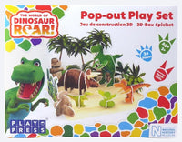Dinosaur pop-out play set box with green T. rex and 24-piece count