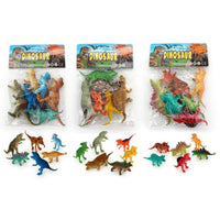 Dinosaur toy figures set, colorful plastic-bag packaged dinosaurs with loose figures