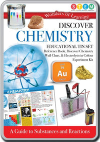 Chemistry educational tin set STEM kit with reference book and electrolysis kit