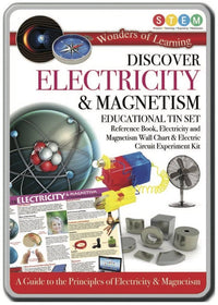 Electricity & magnetism educational tin set with book and circuit parts