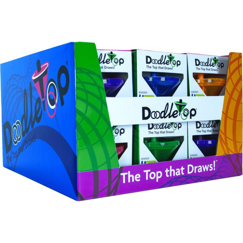 Assorted Doodletop boxed set, blue and green side with multicolor graphics and text