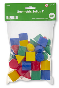 Packaged geometric solids with colorful shapes and edxeducation branding.