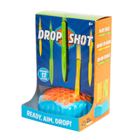 Fat Brain Toys Drop Shot game box with dart sticks and blue hex base