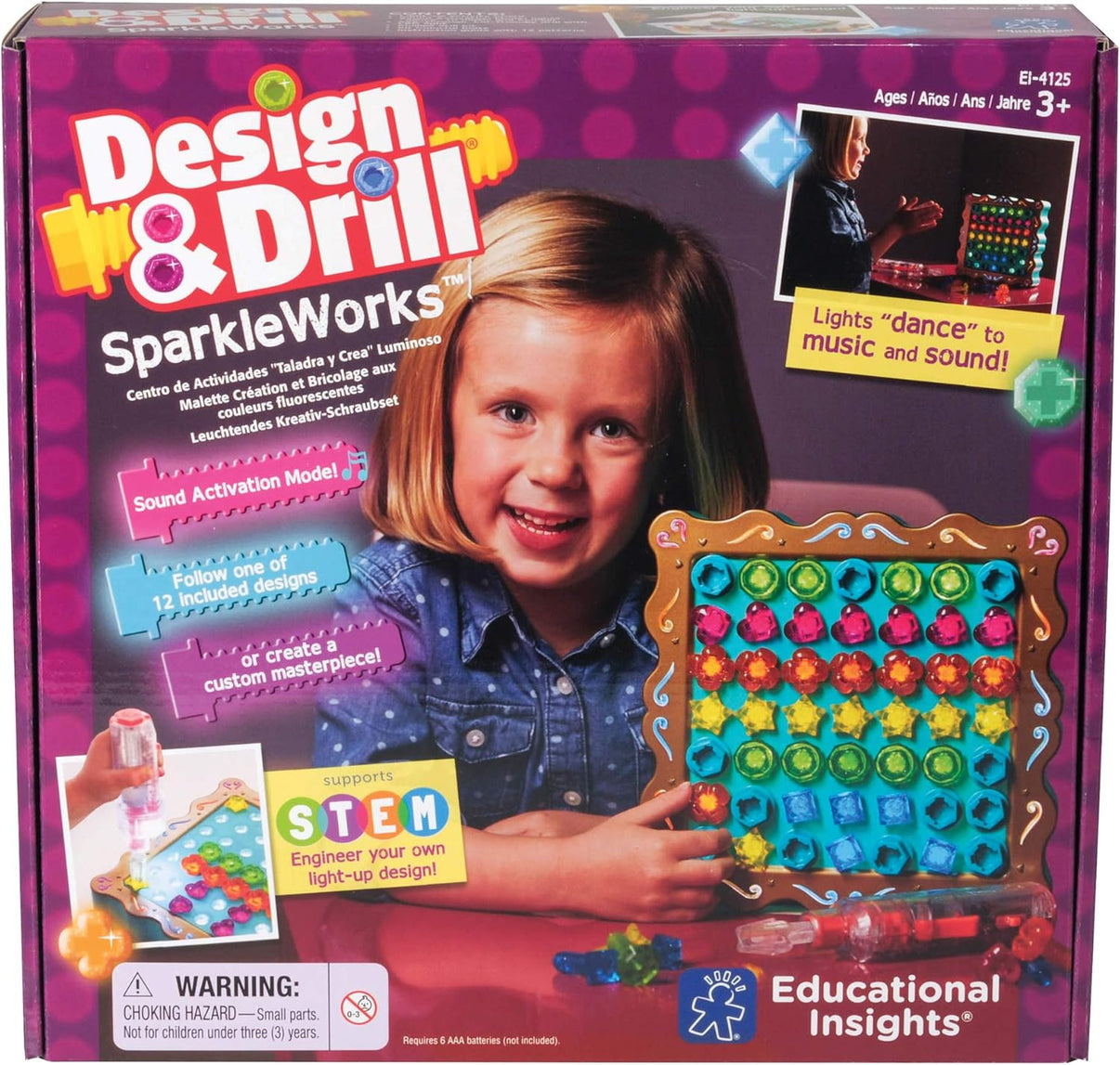 Educational Insights Design & Drill Sparkleworks kit packaging with light-up activity board