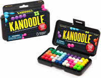 Kanoodle puzzle set box with colorful bead peg pieces and instructions
