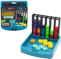 Kanoodle Gravity puzzle game tray with vertical color pegs and plastic tiles