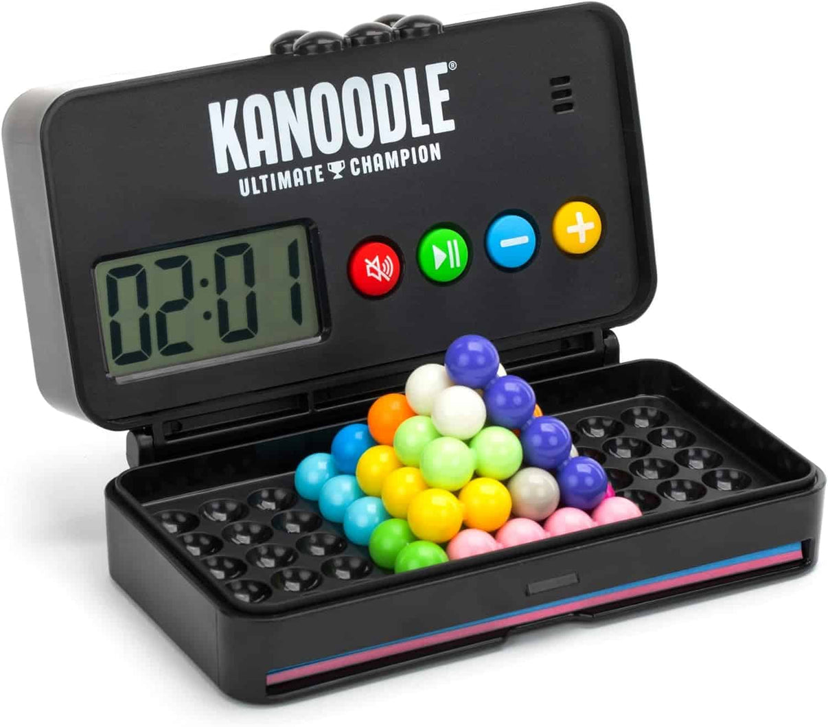 KANOODLE timer puzzle game with open case and colorful pegs in a tray