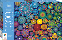 1000-piece jigsaw puzzle box with mandala rock designs