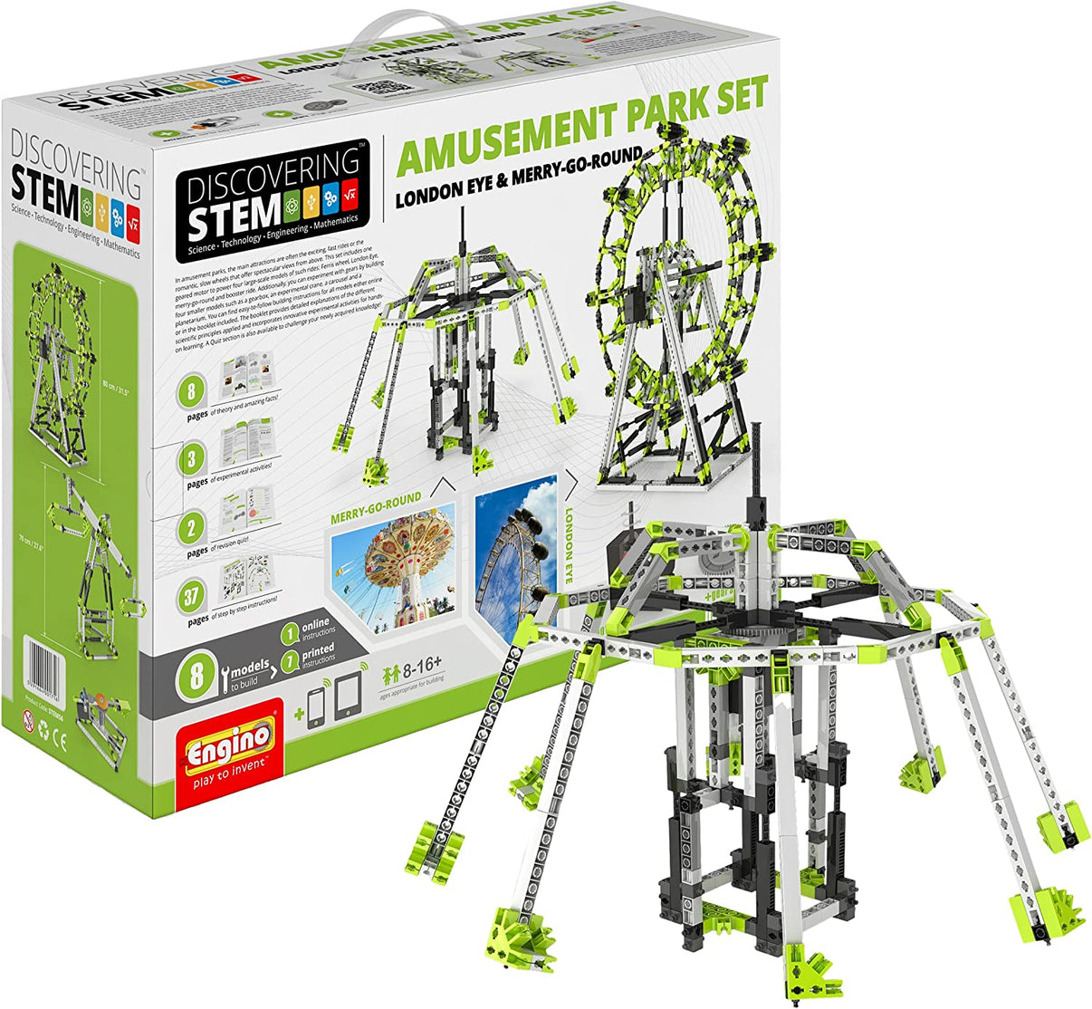 Engino amusement park construction set box with London Eye build pieces