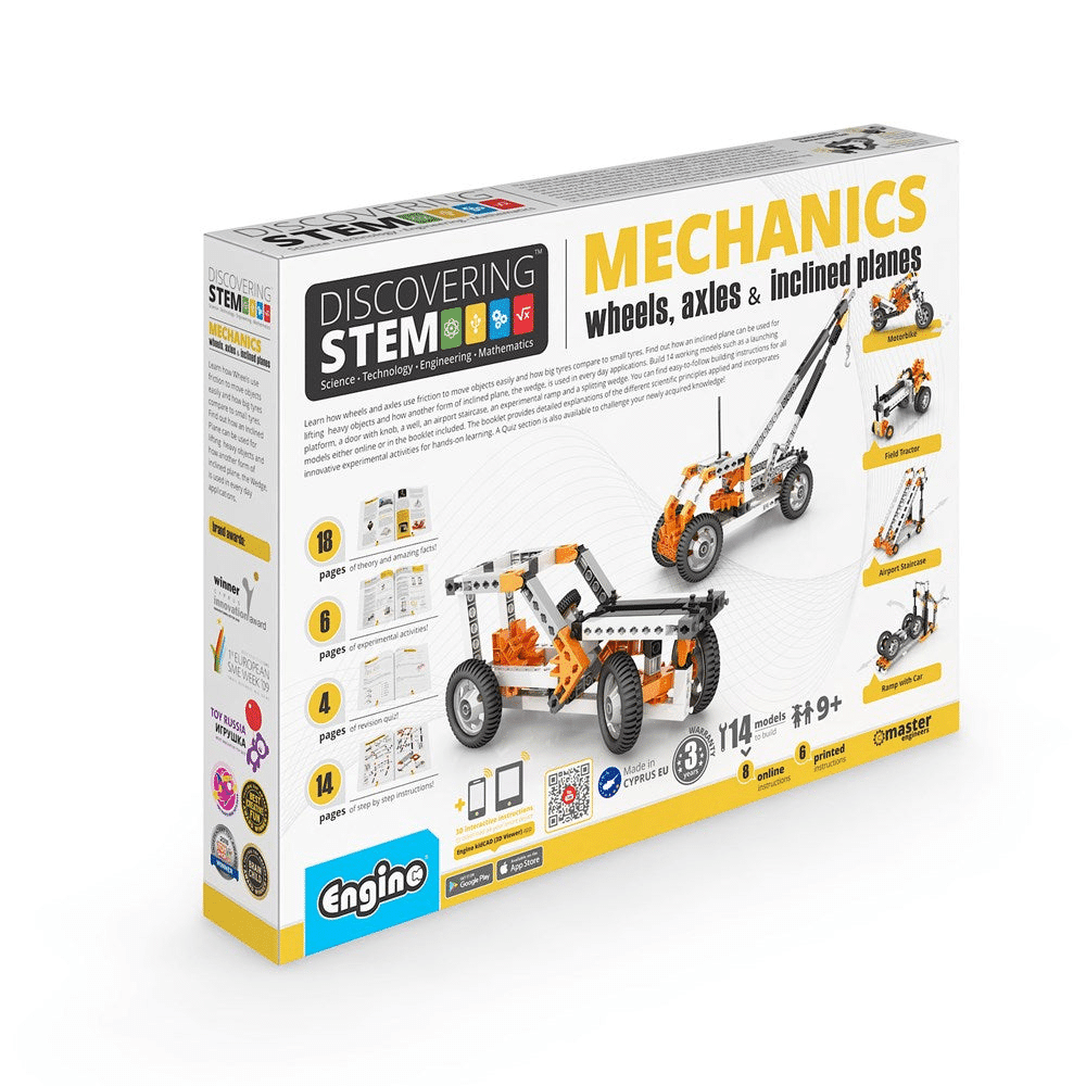 Mechanics STEM building set box for wheels, axles and inclined planes