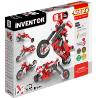 Engino Inventor motorbike building set box, 16 models, red and gray