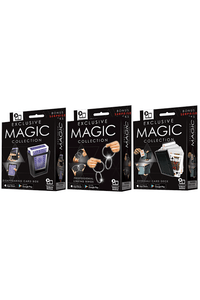 Exclusive Magic Collection card magic set boxes, three assorted styles, with deck props