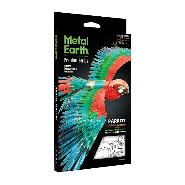Metal Earth ICONX Parrot 3D metal model kit in retail box