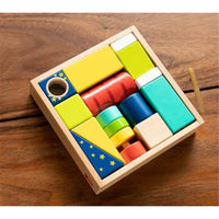 Fat Brain sensory blocks set with colorful wooden pieces and a circular hole block