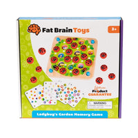 Ladybug's Garden memory game box with ladybug board and colorful pieces