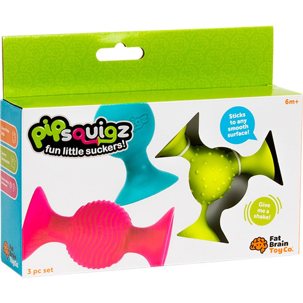Fat Brain Toys PipSquigz fun little suckers 3-piece set box (6m+)