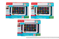 Kids learning tablet in retail box with colorful alphabet icon screen and speaker bar