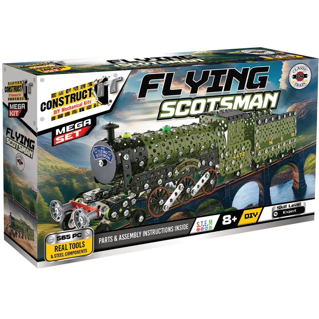 Flying Scotsman model train kit box, real tools, 565 pieces