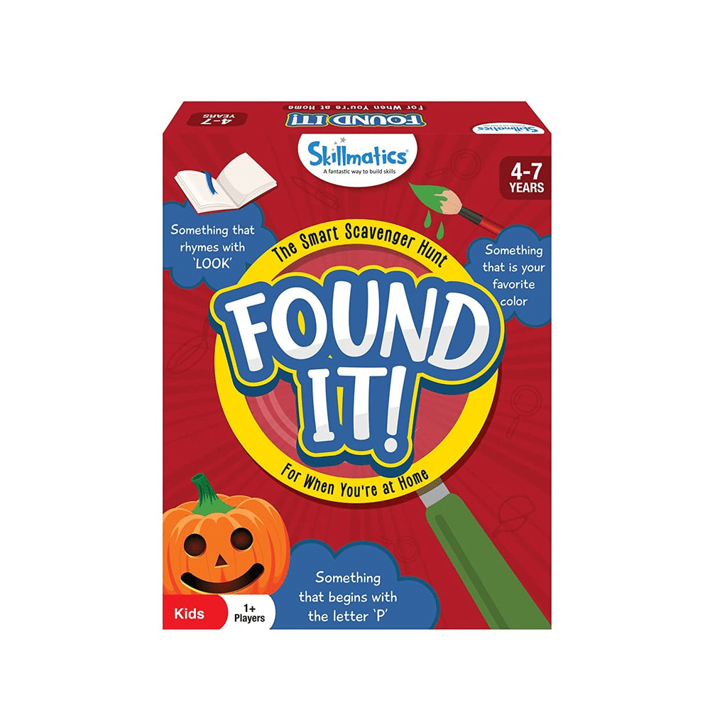 Found It home card game box by Skillmatics with scavenger hunt design