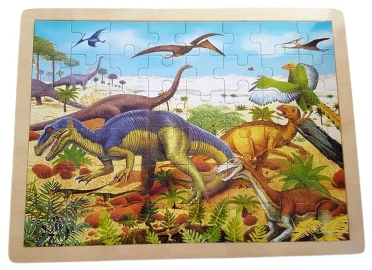Dinosaur jigsaw puzzle with colorful prehistoric animal artwork