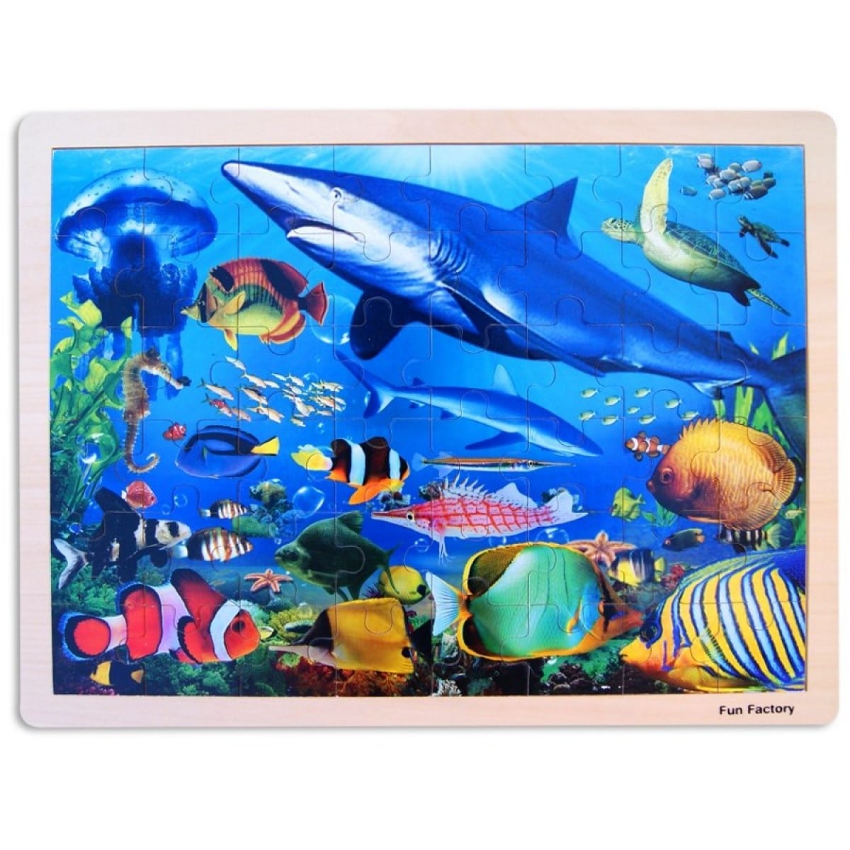 48-piece jigsaw puzzle with colorful sea creatures illustrations