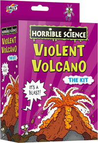 Horrible Science Violent Volcano kit box with volcano eruption artwork