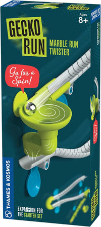 Gecko Run Twister marble run expansion pack box, green and blue with track art
