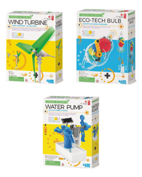 Green Energy Projects for Kids - Solar, Wind Power and Echo Tech Bulb x 3 projects