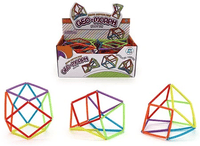 Geo-Morph fidget toy set of multicolor geometric frames, shown in display box