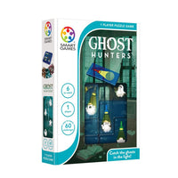 1-player Ghost Hunters puzzle game box with ghost-catching light theme