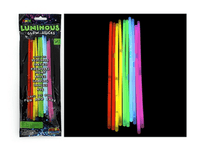 20cm glowsticks pack with 10 assorted colored sticks: red, yellow, green, blue, purple