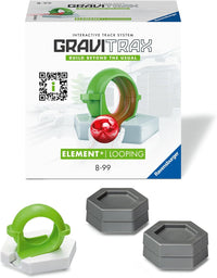 Looping track element set in original packaging, with green circular track and red ball