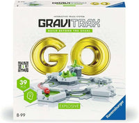 Explosive interactive track system box with gold GO logo and 39 pieces