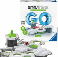GraviTrax GO flexible marble track set box with blue flexible loop graphic and gray parts