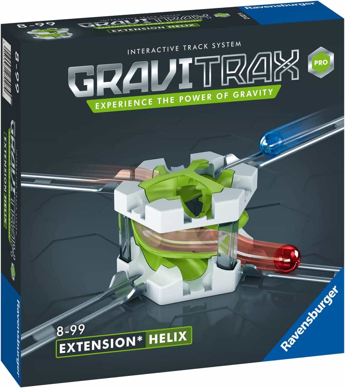 GraviTrax PRO extension helix track set box front with green spiral and track pieces
