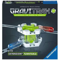 GraviTrax turntable extension with green track pieces and white base, boxed view