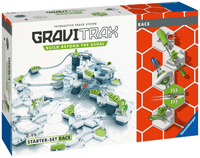 Marble run track set starter box showing green and light gray rail pieces