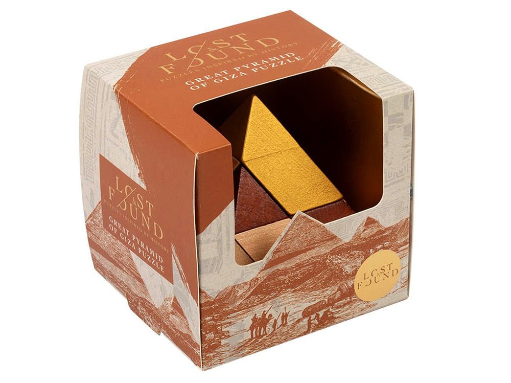Great Pyramid of Giza jigsaw puzzle box with cutout window showing puzzle pieces