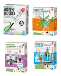 STEM science kit box set with windmill and rocket designs