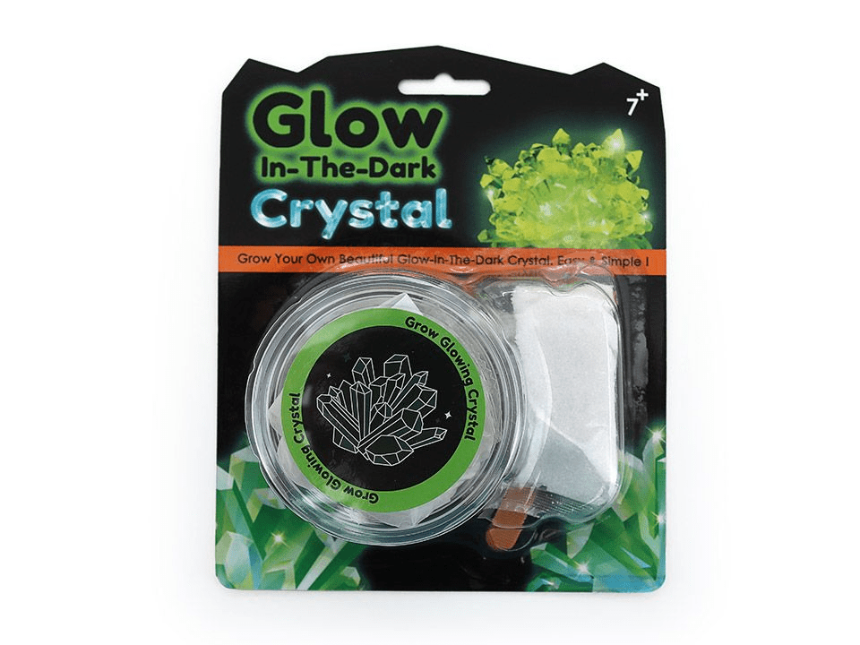 Glow-in-the-dark crystal growing kit blister pack