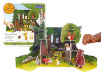 Woodland pop-out playset with animal figures, tall trees, and green base mat