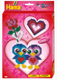 Hama Beads boxed gift set with heart and clover bead designs on display box