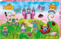 Hama beads giant gift box with fairy scene and colorful bead patterns