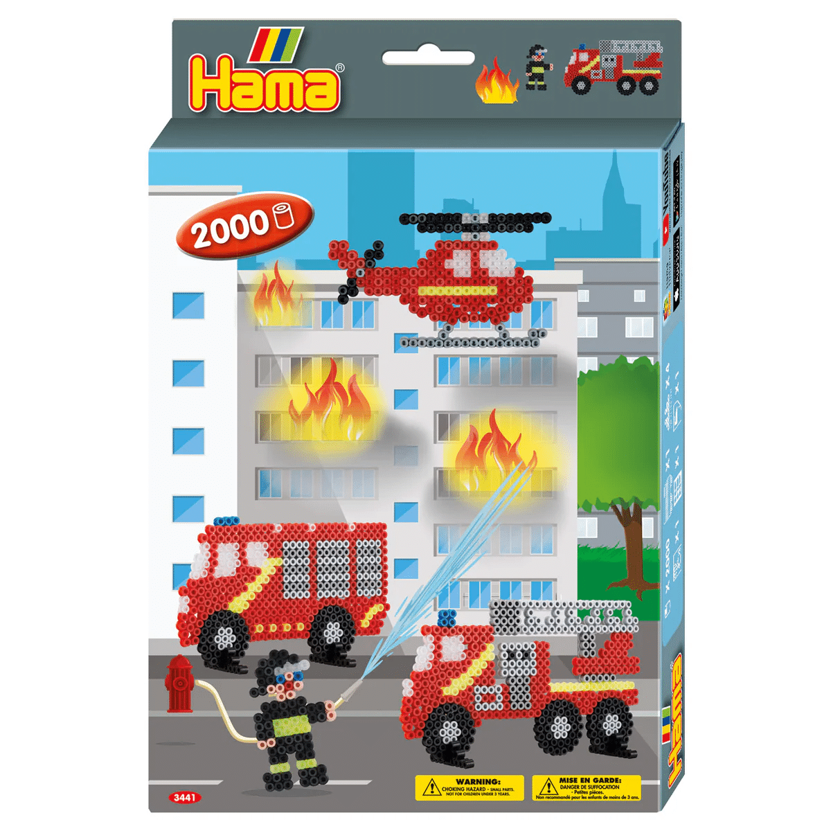 Firefighter Hama hanging beads kit with pegboard design and 2000 beads