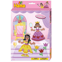 Hama princess bead kit hanging box, front with beaded dress and figures